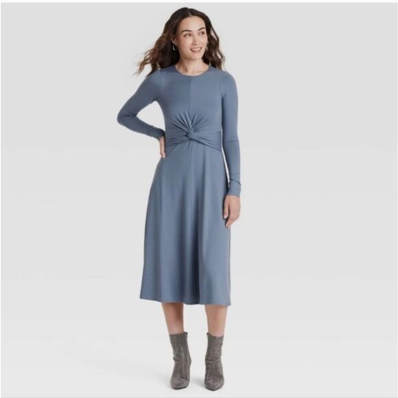 🆕️🥻a new day Long Sleeve Twist-Front Midi Dress, Sz XS - Picture 2 of 3